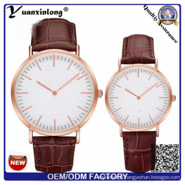 YXL-827 marca Top clássico Japão casais assistir aço inoxidável Caseback marrom crocodilo couro pulseira relógio de pulso